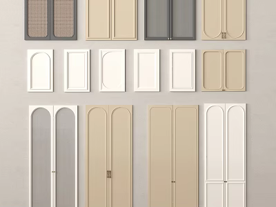 Door Components Various Designs Beige White Gray Paneled Arch Grille Styles Home Interior Decor Elements 3d model