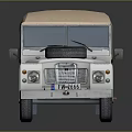 Vintage White Off Road Car Featuring Canvas Top Spare Tire on Front Classic Design