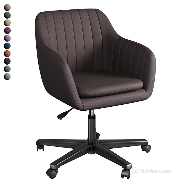 Modern Upholstered Office Chair With Striped Back Armrest Swivel Wheel Base And Multiple Colors 3d model 