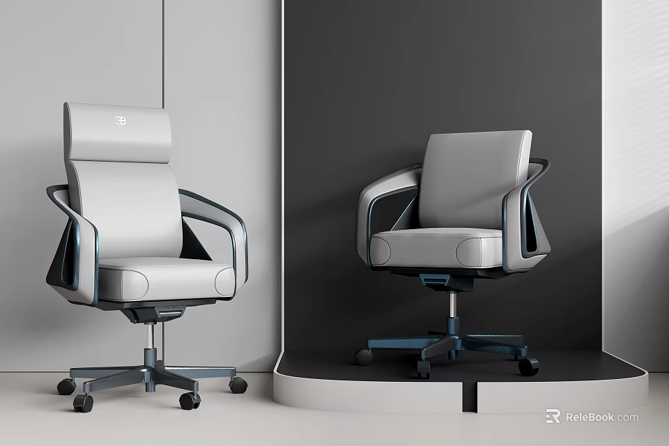 Modern Ergonomic Office Chair With Silver Frame Adjustable Backrest Armrests And Wheels 3d model 