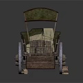 Vintage Wooden Cart With Green Canopy White Package And Spoked Wheels