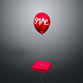 Red Love Balloon Decorative Daily Life Item With Red Base Stand