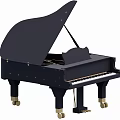 Elegant Black Grand Piano With Shiny Finish And Wooden Legs For Music Enthusiasts