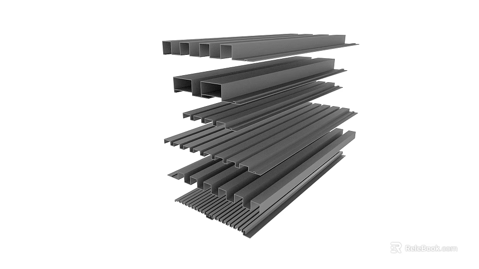 Assorted Black Metal Profiles In Various Shapes And Sizes For Industrial Applications 3d model 