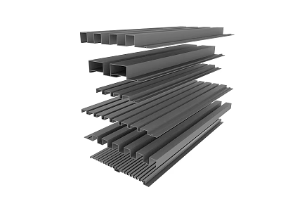 Assorted Black Metal Profiles In Various Shapes And Sizes For Industrial Applications 3d model