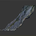 Mountainous Terrain With Blue Gray Rocky Layers Canyon Green Vegetation And Textured Surface