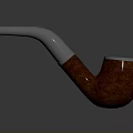 Classic Wooden Smoking Pipe With Silver Mouthpiece And Brown Textured Design
