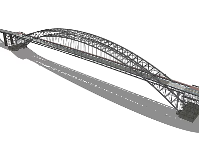 Modern Arch Bridge Design With Steel Cables Towers And Roadway Structure 3d model