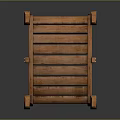 Small Wooden Decorative Bridge With Curved Railings And Support Posts For Garden Ornament