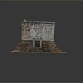 Ancient Architectural Model With Square Base Stepped Platform Top Opening And Carved Details