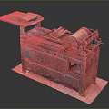 Vintage Industrial Equipment With Metal Workbench Top Roller Mechanism And Drawers