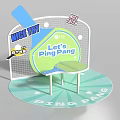 Interactive Ping Pang Game Zone with Table Net and Encouraging Signs 3d model