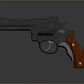 3D Rendered Revolver With Black Metal Body And Wooden Grip Design