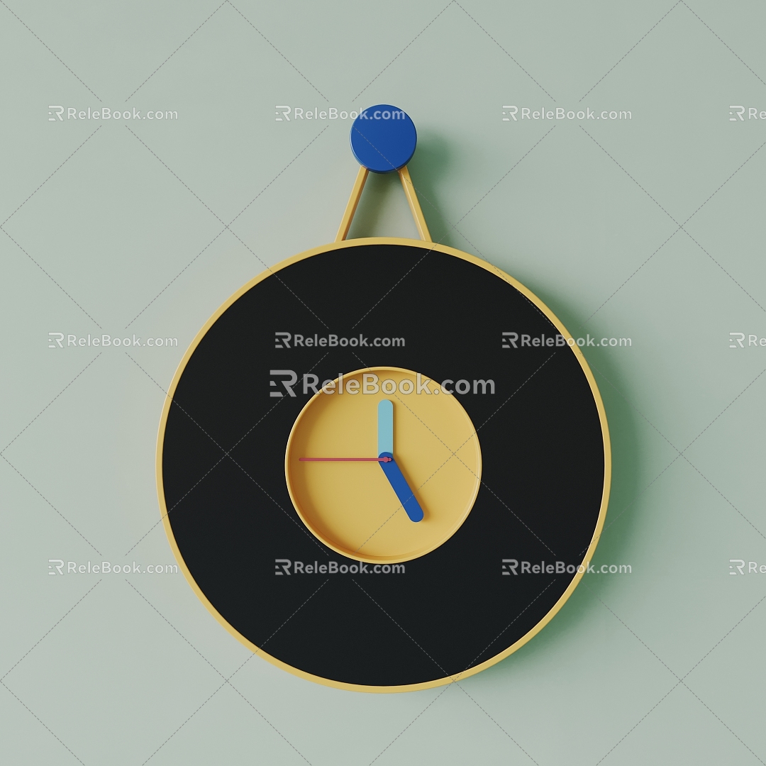 Modern dopamine color round cartoon clock wall clock 3d model