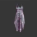 Fashionable Women's White And Teal Patterned Dress With Spaghetti Straps And Asymmetrical Hem
