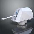 White Modern Military Weapon Turret With Geometric Design Cannon Barrel And Targeting Sensor