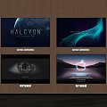Modern TVs Mounted on Wooden Wall Displaying Various Visual Content 3d model
