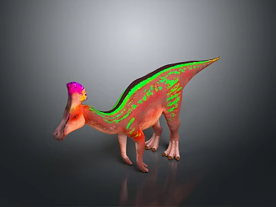 Vibrant Colored Dinosaur Featuring Pink Horn And Green Body Patterns In 3D Render 3d model