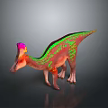 Vibrant Colored Dinosaur Featuring Pink Horn And Green Body Patterns In 3D Render