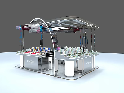 Lancome Beauty Mall Counter With Modern Glass Canopy And Cosmetics 3d model
