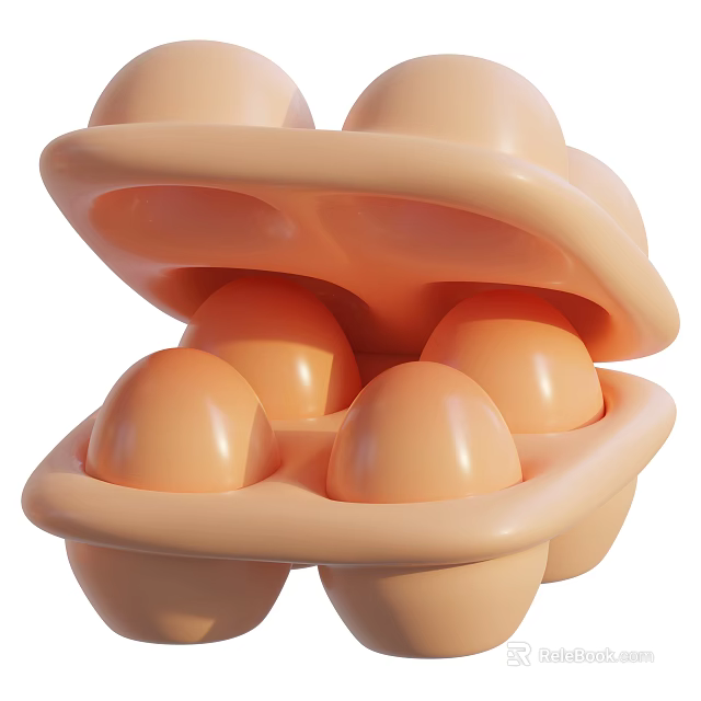 Fresh Organic Chicken Eggs In Open Carton Container With Natural Shells 3d model 