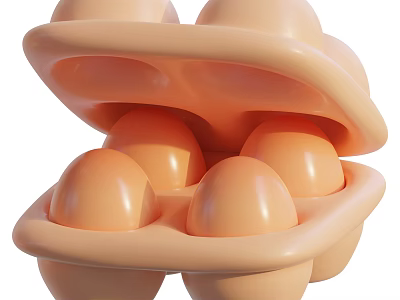 Fresh Organic Chicken Eggs In Open Carton Container With Natural Shells 3d model