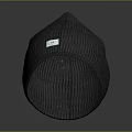 Dark Ribbed Knit Beanie With White Label And Classic Design