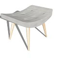 Gray Square Tufted Stool With Light Wooden Legs And Modern Design