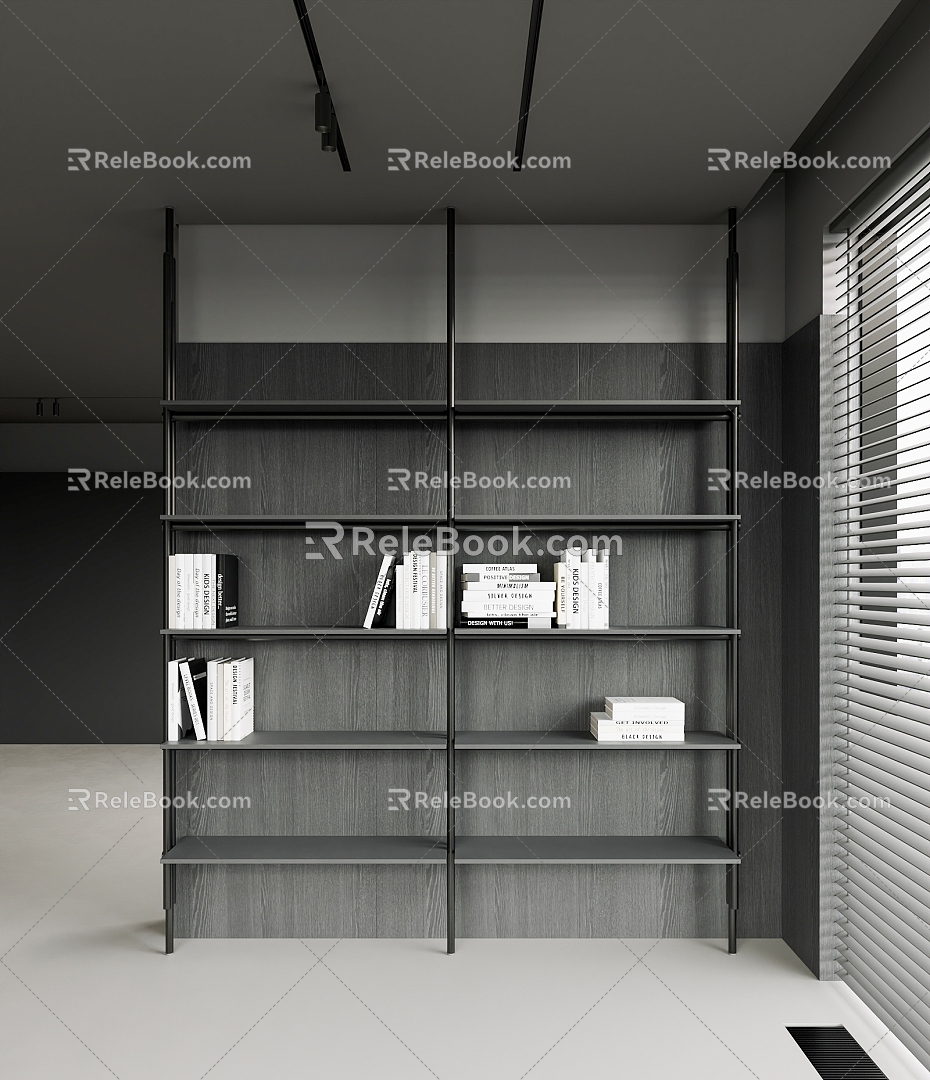 Modern Black Bookshelf Storage Rack model