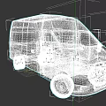 Blue Cargo Van With Side Doors Windows And Modern Front Exterior Design