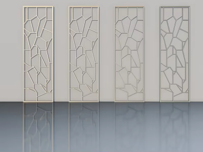 Modern Hinged Doors With Intricate Geometric Cutout Patterns And Sleek Frames 3d model