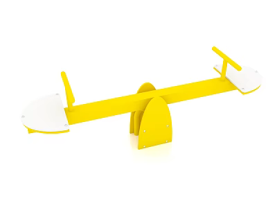 Yellow Playground Seesaw With White Seats And Sturdy Support Structure 3d model