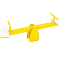 Yellow Playground Seesaw With White Seats And Sturdy Support Structure