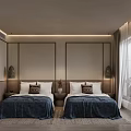 Modern Minimalist Bedroom Interior With Wooden Walls Bed Bench And Pendant Lights