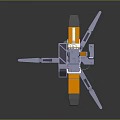 Metallic Futuristic Weapon With Orange Gray Components Targeting Scope And Claw Like Stand 3d model