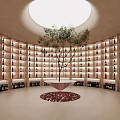 Circular Wine Cellar Interior With Rows Of Wine Bottles Central Tree And Skylight