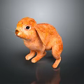 Orange Rabbit Figurine With Long Ears Standing On Dark Reflective Surface 3d model