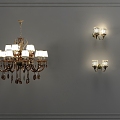 American European chandelier wall lamp combination 3D model 3d model