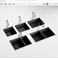 Black Kitchen Sinks With Faucets Multiple Single And Double Bowl Designs 3d model