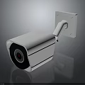 White Security Camera Mounted On Metal Bracket For Outdoor Surveillance Use 3d model