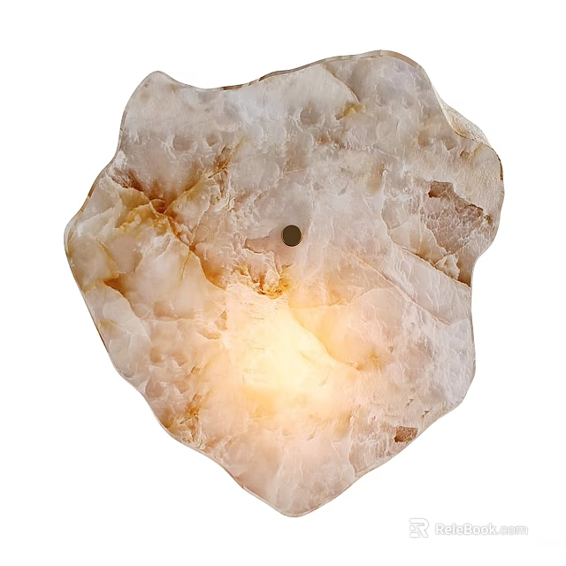Natural Stone Wall Light with Irregular Shape Warm Glow and Textured Surface 3d model 