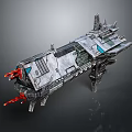 Advanced Futuristic Interstellar Spaceship With Detailed Metallic Design And Red Thrusters