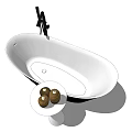 Modern Black And White Freestanding Bathtub With Side Table And Decorative Ornaments