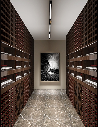 Solid wood wine cellar Modern wine cellar 3d model