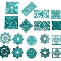 Teal Decorative Wall Hangings With Various Geometric Shapes And Intricate Patterns