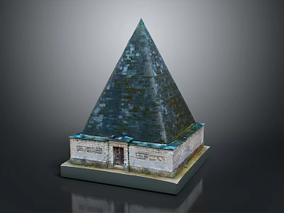 Ancient Pyramid Structure With Conical Top Stone Masonry Base And Entrance 3d model