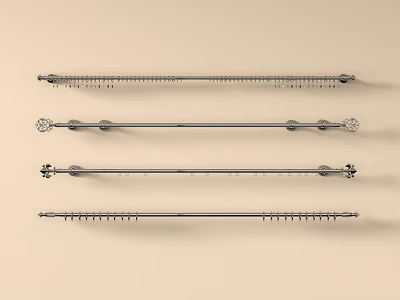 Modern Metal Curtain Accessories With Decorative Finials And Adjustable Rods 3d model