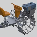Agricultural Paddy Field Tilling Equipment With Yellow Seat Blue Engine And Metal Wheels