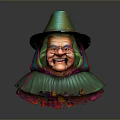 A Magical Witch Woman With Green Pointed Hat And Green Cloak Colorful Details