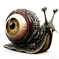 Mechanical Style Snail Shaped Ornament Decor Set With Eyeball Shell And Metal Gears